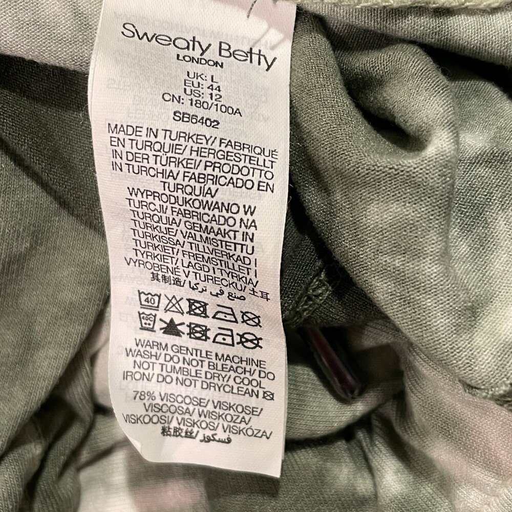 SWEATY BETTY Take It Easy Hunter/Ivory Tie Dye Drop Waist Knit Tank Dress L - Picture 11 of 12